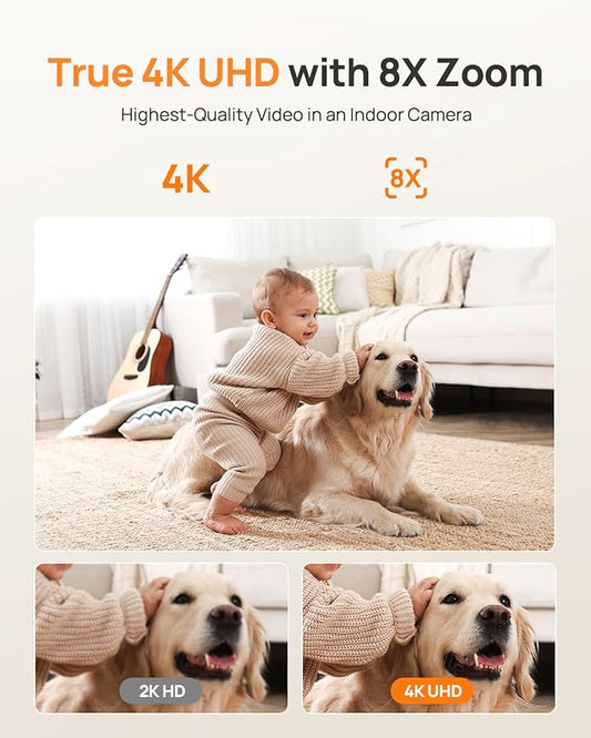 Anona 4K UHD Indoor Camera with 64GB SD Card, Pet/Dog/Baby Security Camera with Phone App, 360° Pan-Tilt, 2.4G/5G Wi-Fi 6, Auto-Tracking, Person/Pet/Baby Crying Detection, Privacy Mode, Two-Way Audio