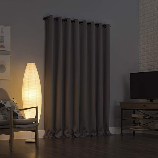 Sun Zero Nordic 2-pack Theater Grade Extreme 100% Blackout Grommet Curtain Panel Pair, 52" x 108", Silver