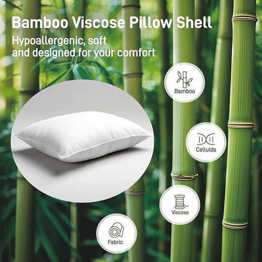 Hypoallergenic Bamboo Viscose Shell, Soft King Size Bed Pillow with Down Alternative Filling, Oeko-Tex Certified, Luxury Hotel Quality for Stomach, Back and Side Sleepers