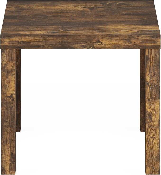 Furinno Classic Side Table, Square Modern End Table with 1.8" Triple Thick Tabletop, Simple Night Stand, Bedside Table, Toolless Assembly, for Living Room, Bedroom, Amber Pine