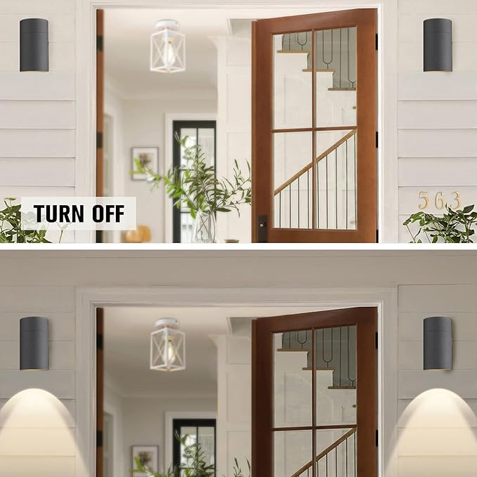 Ken & Ricky Outdoor Wall Sconce, Exterior Wall Light Fixtures, Cylinder Outside Lights for House Porch Garage Patio Doorway Entryway -2 Pack