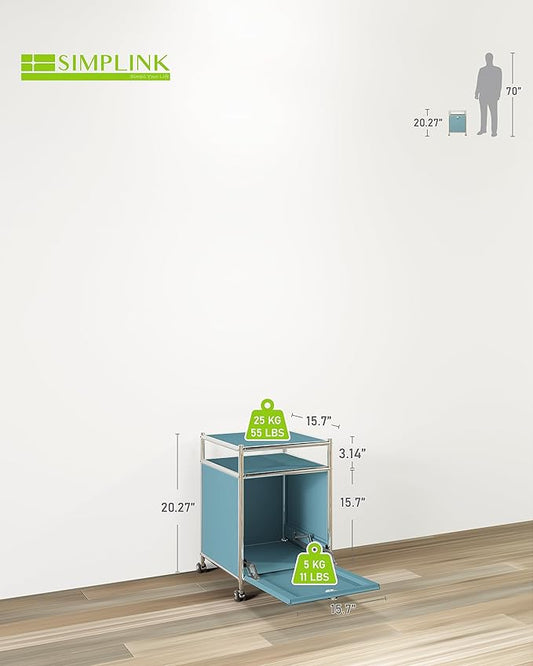 Elegant Matte Storage Cart with 22.8" Height - Perfect Side Table, Night Stand - Large Capacity with Flap Door, Detachable Wheels - Ideal for Home, Office, Bedroom, Kitchen (Blue)