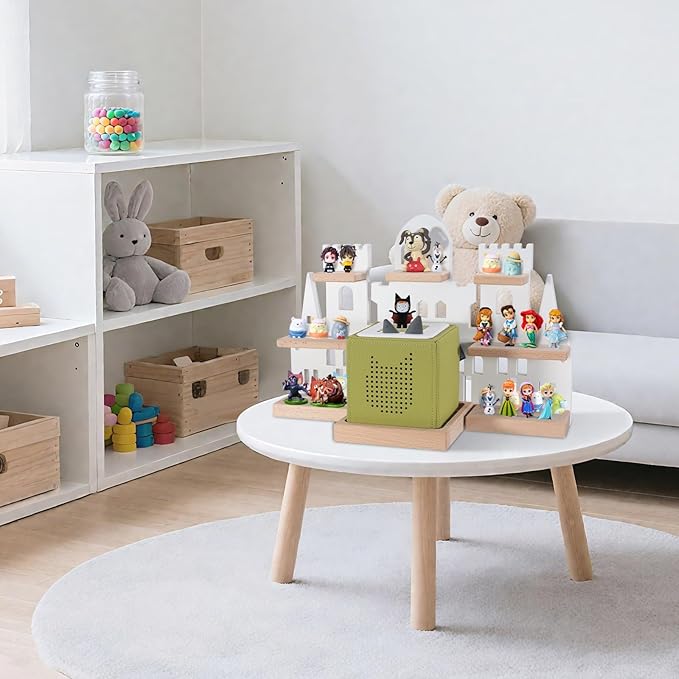 Tonie Shelf for Toniebox, Castle Tonie Shelf,Tonie Figures Tonie Storage,Magnetic Wooden Floating Shelves Compatible with Tonie Box Player Character for Kids Room (White)