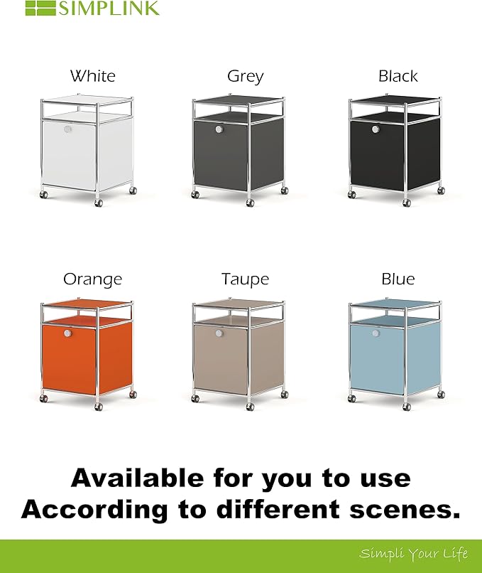 Elegant Matte Storage Cart with 22.8" Height - Perfect Side Table, Night Stand - Large Capacity with Flap Door, Detachable Wheels - Ideal for Home, Office, Bedroom, Kitchen (Blue)