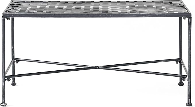 Christopher Knight Home Petra Iron Coffee Table, Black Brush Silver (296746)