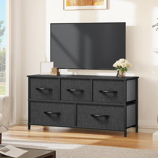 YITAHOME Dresser for Room with 5 Drawers - Fabric Storage Tower, Long Fabric Dresser, Organizer Unit for Closet, Hallway