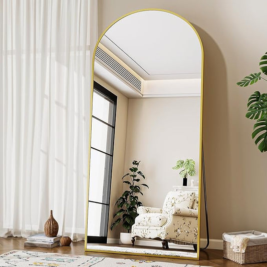 71"x26" Arched Mirror Full Length, Standing Floor Mirror, Wall Mounted Mirror with Aluminum Frame - for Standing, Leaning or Hanging, for Living Room Dressing Room, Gold
