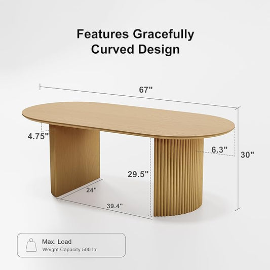 Casaphoria 67" Oval Dining Table, Modern Kitchen Table for 4-6, Farmhouse Style Large Table, Easy Assembly for Living Room, Kitchen and Bar, Walnut