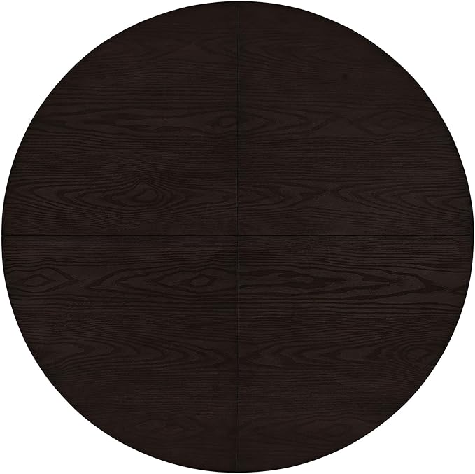 ROME + OAK Rumson Modern Dining Table, 44-Inch Round Tabletop with Sturdy Pedestal Base, Dark Brown - Natural Wood Furniture Piece for Homes