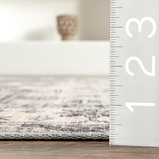 Nuloom SpinClean Banks Light Grey/Ivory, 5' x 8', Vintage, Soft and Cozy, High Traffic, Stain Resistant, Easy Clean, Durable, Machine Washable Area Rug for Bedroom, Living Room, Dining, Foyer
