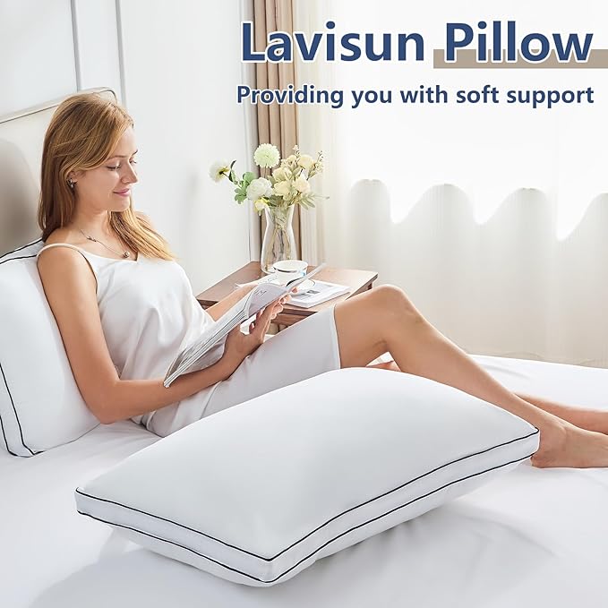CozyLux Pillows Standard Size Set of 4, Soft Supportive 3D Down Alternative Bed Pillow for Sleeping 4 Pack White, Luxury Hotel Quality Gusseted Bedding Pillow for Back, Stomach or Side Sleepers 18x26