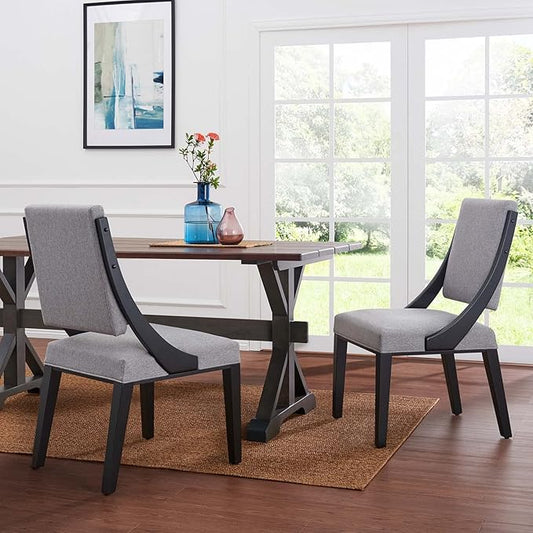 Modway EEI-4553-LGR Cambridge Upholstered Fabric Dining Chairs - Set of 2, Light Gray