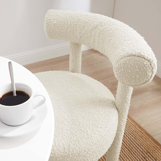 Modway EEI-6387-IVO Toulouse Boucle Fabric Dining Chair, Ivory
