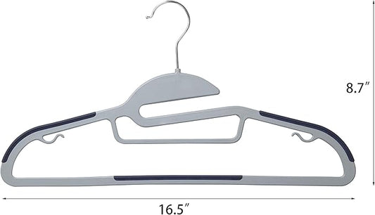 Finnhomy 50 Pack Plastic Hangers, Heavy Duty Clothes Hangers with Non-Slip Pads, Space Saving Easy Slide Clothes Hanger for Closet, Great for Shirts, Pants, Scarves, Strong Enough for Coat