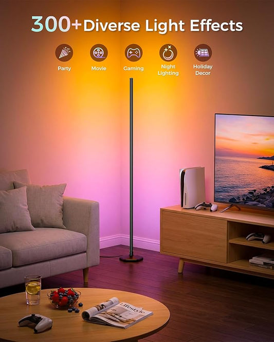 Corner Floor Lamp, 65" RGB Color Changing led Floor lamp with APP and Remote Control, Dimmable Mood Light Corner Light with Music Sync, DIY Mode & Timing for Living Room Gaming Room