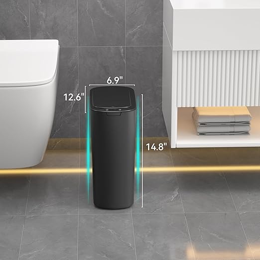 5 Gallon Motion Sensor Bathroom Trash Can Automatic Garbage Cans with Lid Touchless Smart Slim Plastic Trash Bin for Kitchen, Bedroom, Toilet, Office, Living Room