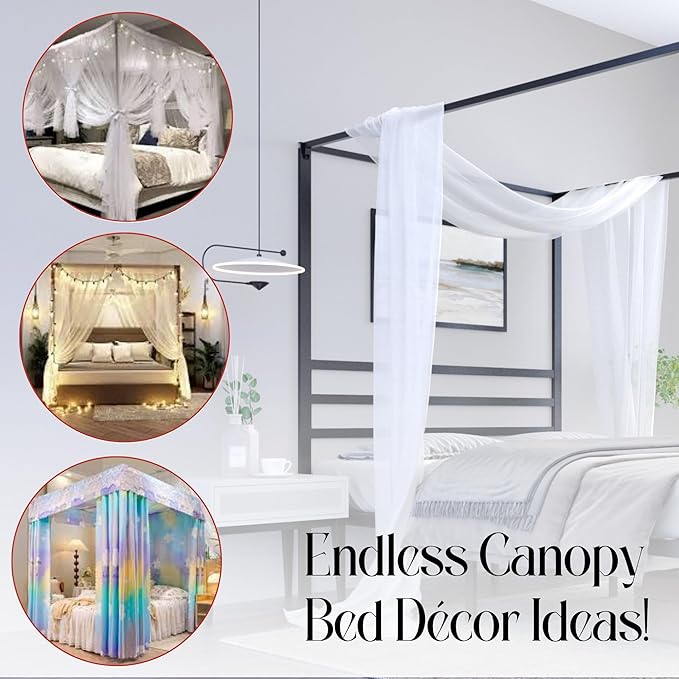 Golden Gate Beds Canopy Metal Bed Frame with Headboard – Wrought Iron Platform Design, Sturdy Slatted Base, No Box Spring Needed, Underbed Storage Space – Full, Black