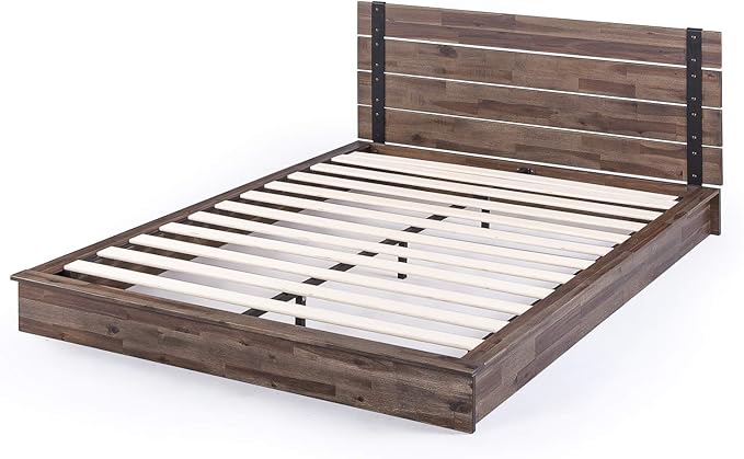 Zinus Brock Metal and Wood Platform Bed Frame/Solid Acacia Wood Mattress Foundation/No Box Spring Needed/Easy Assembly, King
