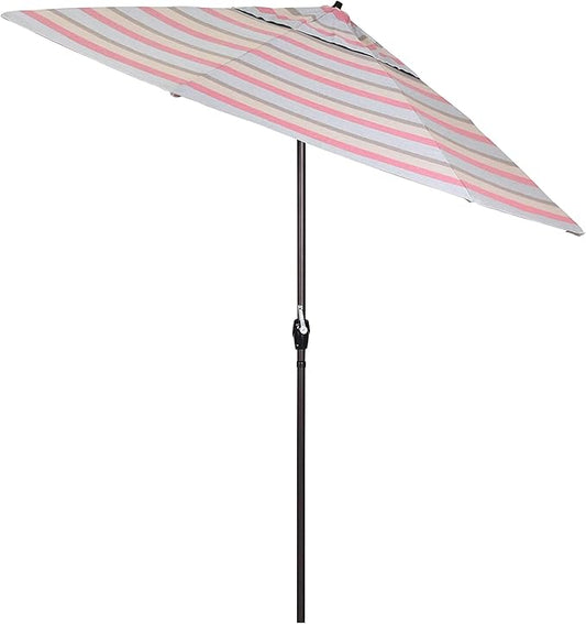 California Umbrella 12-Year Protection 9-Ft Outdoor Patio Umbrella, Sunbrella Fade-Resistant Acrylic Fabric, Auto Tilt and Crank, Heavy-Duty Aluminum Frame/Reinforced Ribs, Bronze Pole, Gateway Blush