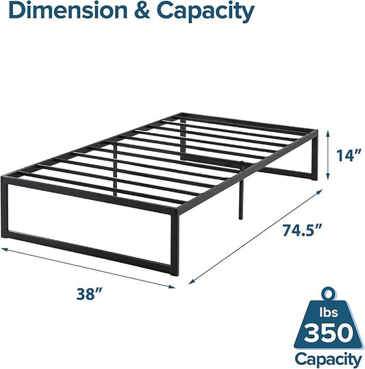 Zinus ABEL Metal Platform Bed Frame/Mattress Foundation with Steel Slat Support/No Box Spring Needed/Easy Assembly, Twin