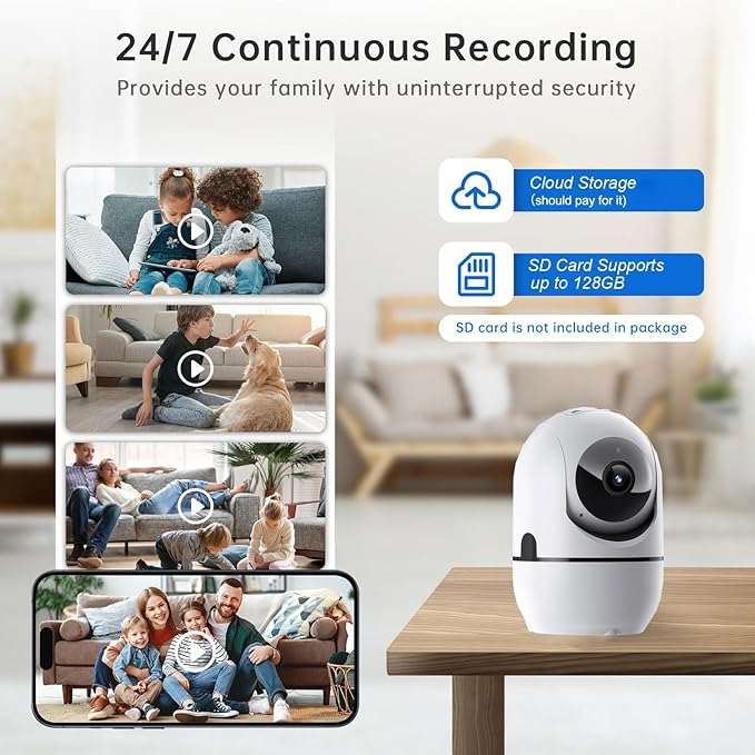 Indoor Security Camera - 5G & 2.4GHz Dog/Pet WiFi Security Camera & Motion Detection, 360° Pan/Tilt Plug-in Indoor Camera for Home Security, Smart AI 911 One-Click, US Cloud Storage (2Pack)