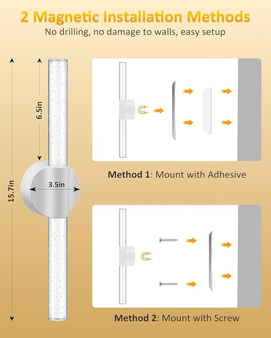 White Rechargeable Wall Sconces Set of 2, White Battery Operated Wall Sconce Set with Remote & Touch, Wireless Wall Sconces Set of Two for Bathroom Bedroom Living Room Decor