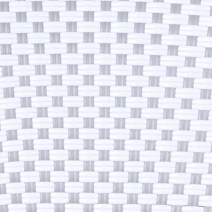 Flash Furniture Lourdes Indoor/Outdoor Commercial Thonet Bistro Stack Chair - White/Gray PE Rattan Back and Seat - Natural Bamboo Print Metal Frame