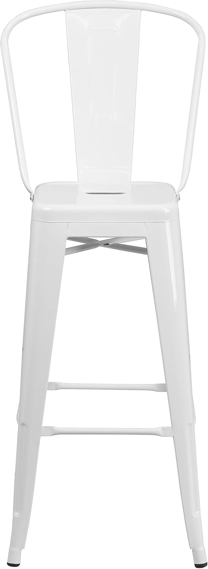 Flash Furniture Commercial Grade 30" High White Metal Indoor-Outdoor Barstool with Removable Back
