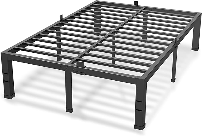 18 Inches Full Size Bed Frame, Heavy Duty Metal Platform Bed Frame No Box Spring Needed, Easy Assembly, Noise Free Bedframe with Mattress Slide Stopper