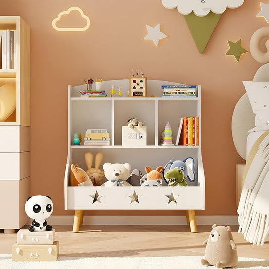 3-Tier Cube Organizer Bookshelf, Wide Bookcase for Toddlers, Mini Open Storage Bookshelve, Low Toy Shelf for Bedroom, Living Room, Nursery and Classroom(White)