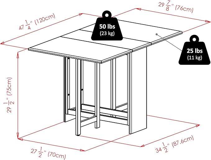 Winsome Clara Foldable Dining Table, 47" Wide, 30" High, Walnut