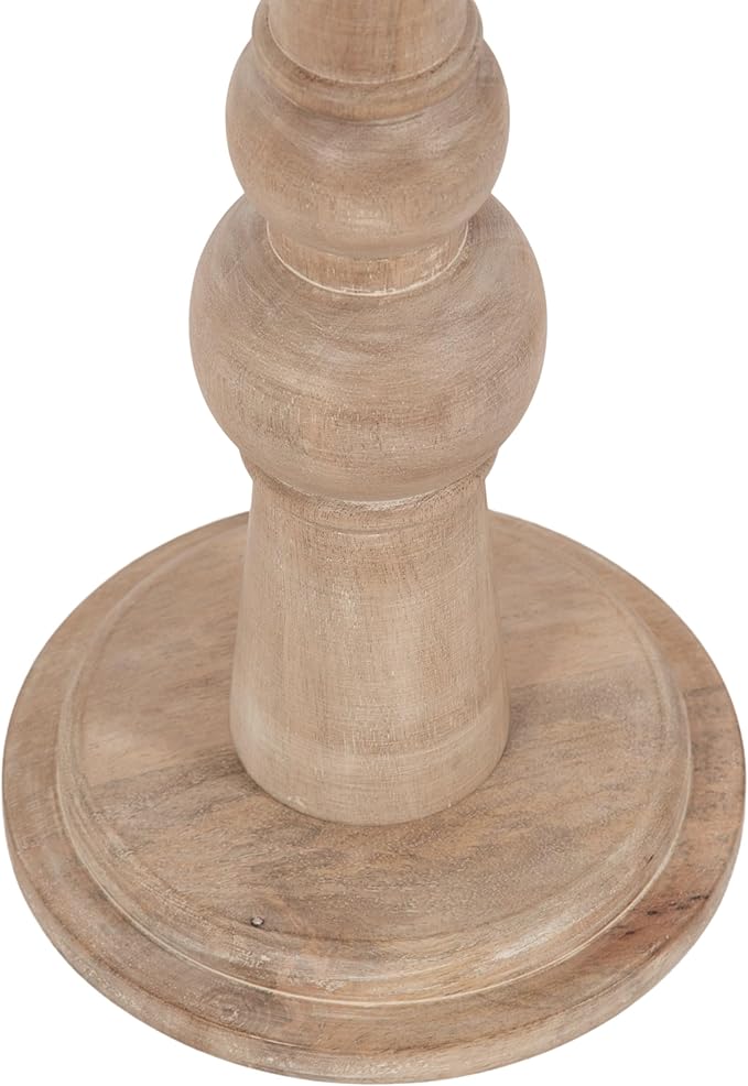 Kate and Laurel Wegner Transitional Wood and Marble Round Drink Table; 8 x 8 x 23; White Marble and Light Natural Wood; Modern Pedestal Table for Use as Indoor Plant Stand or Decorative Mini Table