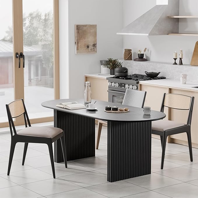 Casaphoria 67" Oval Dining Table, Modern Kitchen Table for 4-6, Farmhouse Style Large Table, Easy Assembly for Living Room, Kitchen and Bar, Black
