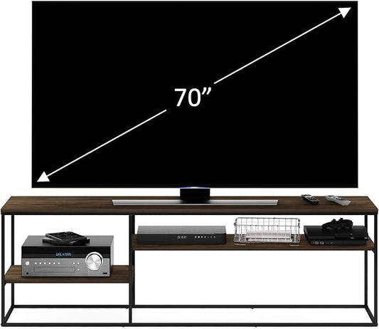 Furinno Moretti Modern Lifestyle TV Stand, Entertainment Center for TV up to 78 Inch, for Living Room, Bedroom, Brown Walnut