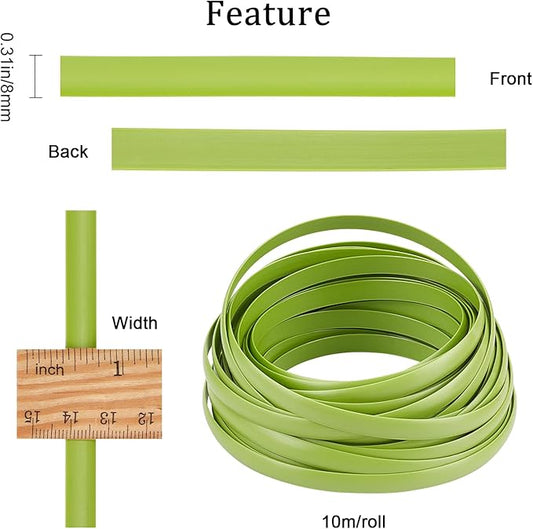 GORGECRAFT 8mm x 10m Rattan Weaving Wicker Repair Material Synthetic Rattan Plastic Flat Polyethylene Woven Knit Vinyl for Repair DIY Home Furniture Chair Table Storage Basket Weaving Crafts(Green