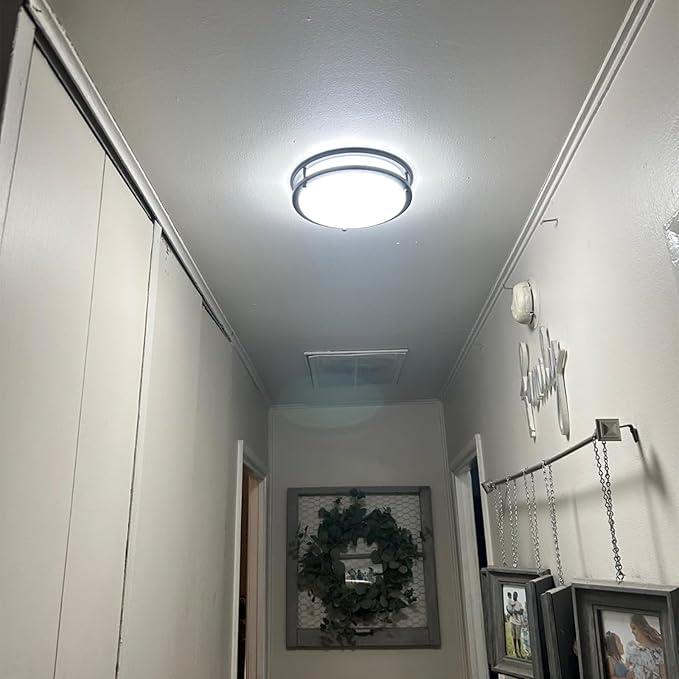 Kalium 14 Inch Flush Mount LED Ceiling Light Remote, Matter Black, 24W, 3000K-6000K CCT, Close to Ceiling, Dimmable Lighting Fixtures for Kitchen, Bedroom, Bathroom. Hardwired, 2PACK.