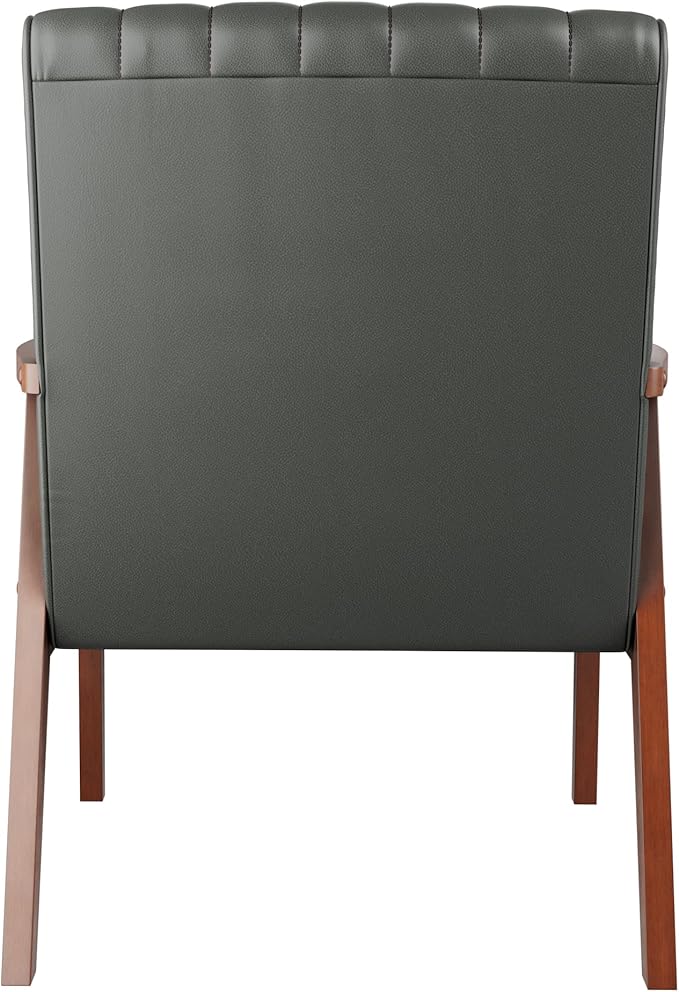 Edenbrook Carlton Exposed Wooden Arm Accent Chair for Living Room-Real Wood-Modern Channeled Tufting, Gray (EH0005CHR00FG)