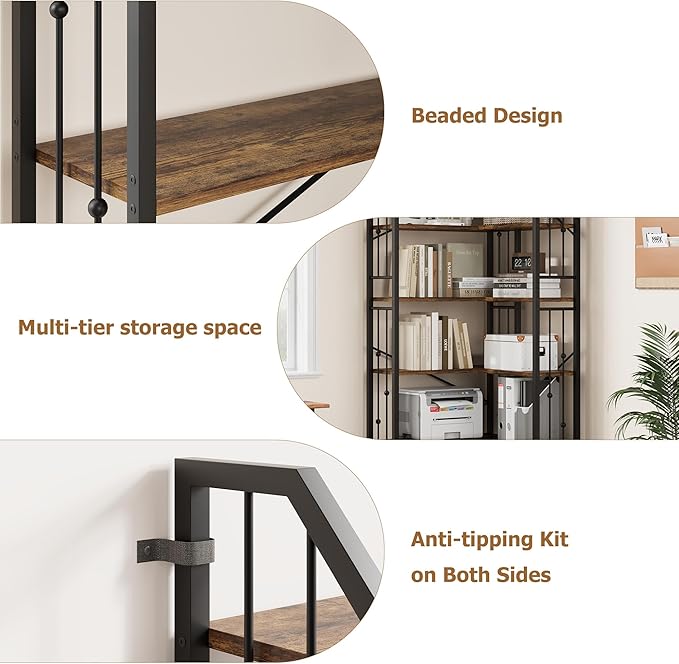 GarveeHome Corner Bookshelf 86" l Shaped Bookcase, Corner Bookshelves Industrial Bookcase 7 Tier l-Shape Bookshelf, Large Bookcases with Beaded Design Tall Display Rack Shelf for Living Room Bedroom