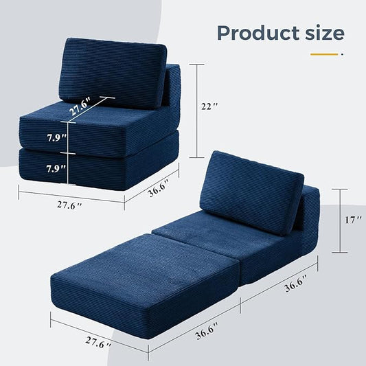 FILUXE Modular Sectional Sofa, Modern Modular Sofa Couch with Deep Seat,Comfy Cloud Couch, Sectional Couches for Living Room, Bedroom and Apartment,1-Seater,Navy Blue