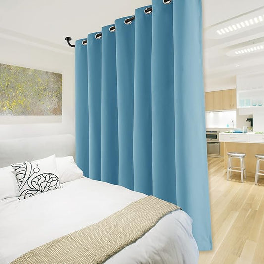 NICETOWN Total Shade Patio Door Curtain, Heavy-Duty Full Light Shading Sliding Door Drape Room Divider Curtain, Vertical Blind for Window(Teal Blue, 1 Panel, 100 inches Wide x 84 inches Long