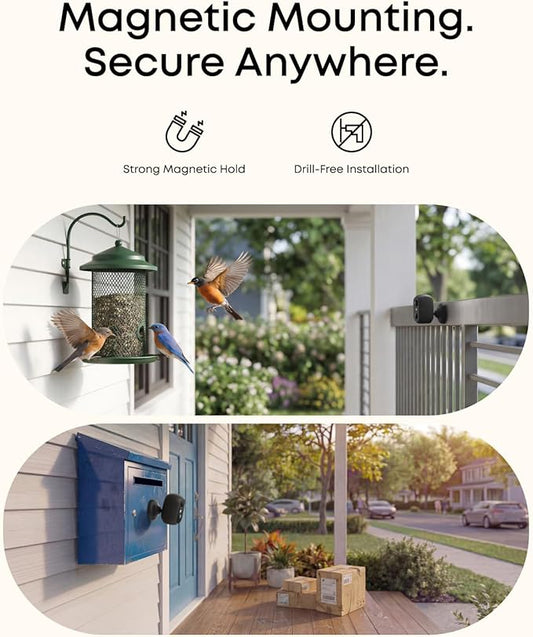 eufy Security eufyCam C35 4-Cam Kit, Wireless Security Indoor/Outdoor Camera, Magnetic Mount, Color Night Vision, Local Storage, No Monthly Fee, IP67, Facial Recognition, Solar Panel Compatible, Black