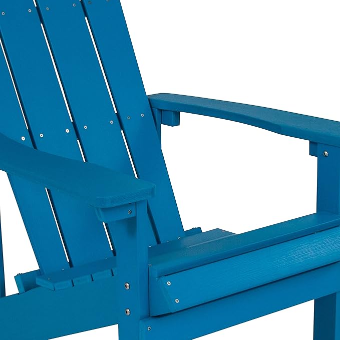 Flash Furniture Charlestown Poly Resin Adirondack Chair - Blue - All Weather - Indoor/Outdoor - Set of 4
