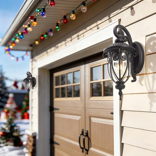23 Inch Large Porch Light Outdoor Wall Lights for Patio, Antique Bronze Exterior Wall Lantern Sconce with Clear Seeded Glass Shade, Vintage Outside Porch Lighting for Garage