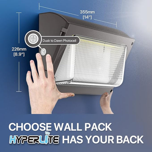 HYPERLITE LED Wall Pack Light 120W 15,600LM Commercial and Industrial Outdoor LED Wall Lights for Parking Lots House Warehouses 4 Pack UL Listed