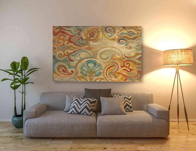 Epic Graffiti 'Antique Paisley' by Silvia Vassileva, Canvas Wall Art, 60"x40"