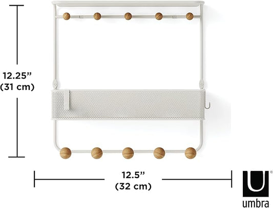 Umbra Estique Entryway Organizer with Hooks and Shelves, W/Shelf, White (Pack of 3)
