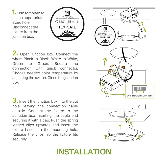 ASD 12 Pack LED Recessed Lighting 6 Inch 15W, 5 CCT 2700K-5000K CRI90+, IC Rated Ultra Thin Dimmable Ceiling Lights with J Box, Canless Wafer Downlight, Round Slim Panel Light, UL Energy Star, Black