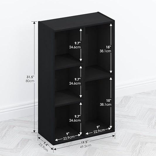 Furinno TOMI TV Stand, 5-Cube Entertainment Center with Open Shelf, Reversible TV Console, for Living Room, Bedroom, Home Office, Blackwood