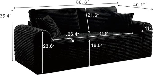 Modern 3 Seater Cloud Loveseat Sofa Couch in a Box - 86.6'' High-Density Foam Boneless Love Seat Sofa with Deep Seating and Wider Rolled Armrest for Living Room | Breathable material, Anti-slip