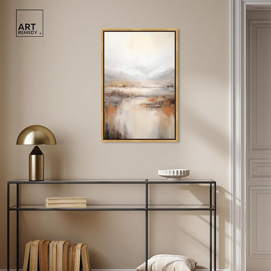 Art Remedy Natural Cascades Canvas Muted Abstract Wall Art, Gold Frame, 20" x 30"